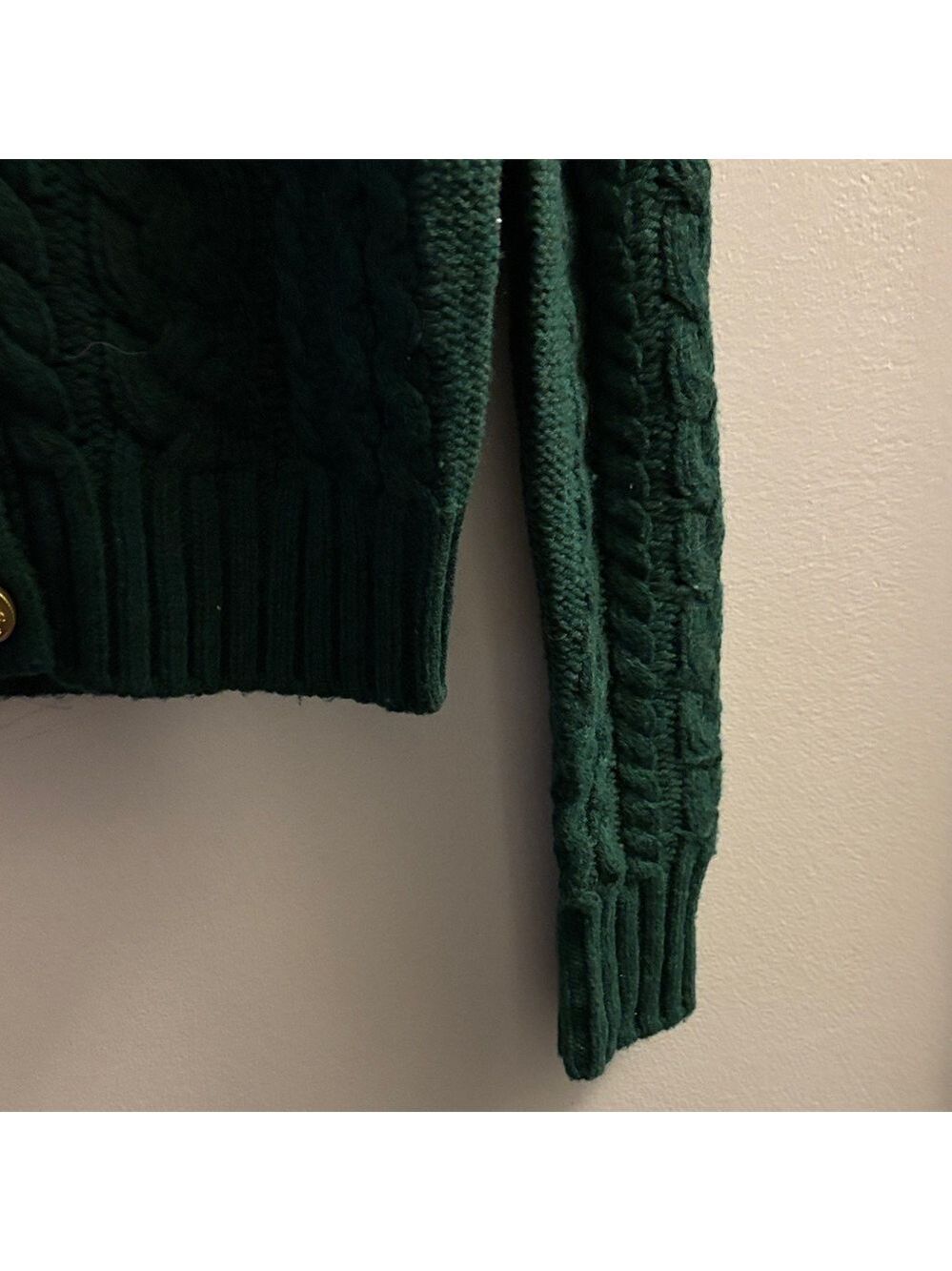 J. Crew Dark Green Cable Knit Cardigan - Picture 4 of 5